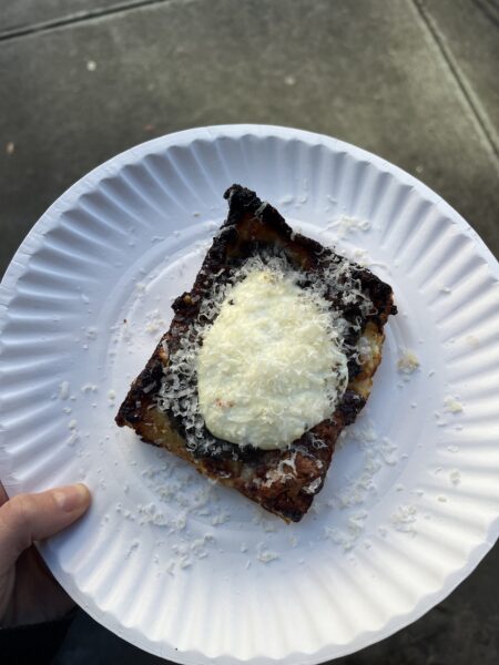 Truffle and Ricotta slice from Nate’s Detroit Pizza.