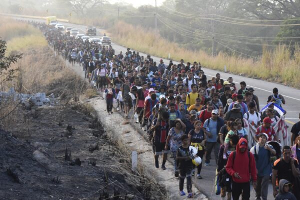 <b>MEXICO — Migration towards hope:</b> Migrants walk along the highway through Arriaga, Chiapas state in southern Mexico, Monday, Jan. 8, 2024, during their journey north toward the U.S. border.<br>Photo: Edgar H. Clemente/AP