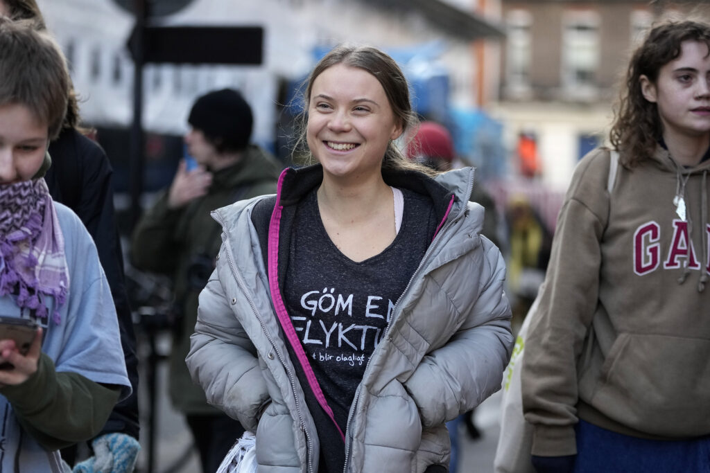 LONDON — Fearless in the face of trial: Environmental activist Greta Thunberg leaves Westminster Magistrates Court in London on Thursday, Feb. 1, 2024. Climate activist Greta Thunberg is on trial for protesting outside a major oil and gas industry conference in London last year.Photo: Kin Cheung/AP