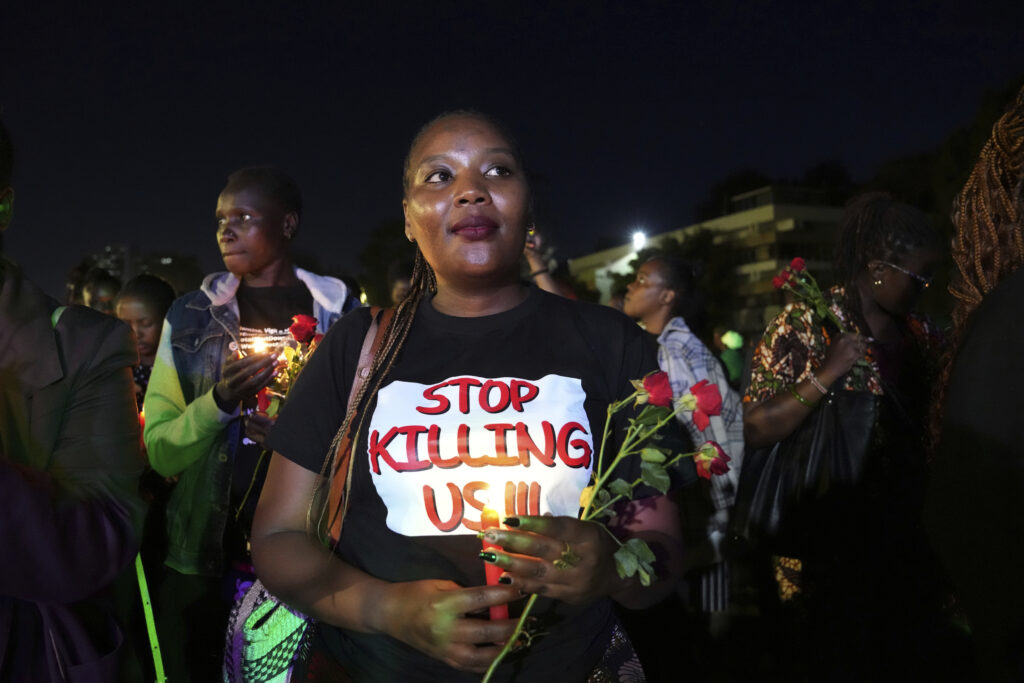 NAIROBI — A vigil for women who are degraded and abused: Women hold candles and flowers during a "Dark Valentine" vigil to demonstrate against the rising cases of femicide in downtown Nairobi, Kenya, Wednesday, Feb. 14, 2024. According to Kenya police, at least 16 women are thought to have been killed by their partners since the beginning of this year.Photo: Brian Inganga/AP