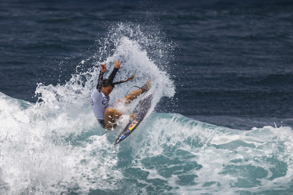PUERTO RICO — Surf’s up for the Olympics: Sky Brown of Great Britain competes in the ISA World Surfing Games, a qualifier for the Paris 2024 Olympic Games, off La Marginal beach in Arecibo, Puerto Rico, Wednesday, Feb. 28, 2024.Photo: Alejandro Granadillo/AP
