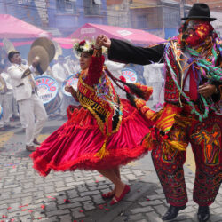 BOLIVIA — A red-hot finale to Carnival: Revelers dance on the closing day of Carnival in La Paz, Bolivia, on Sunday, Feb. 18, 2024.Photo: Juan Karita/AP