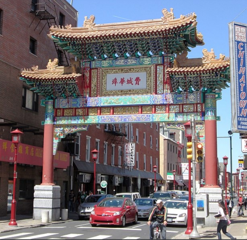 A rendering of an archway in Chinatown