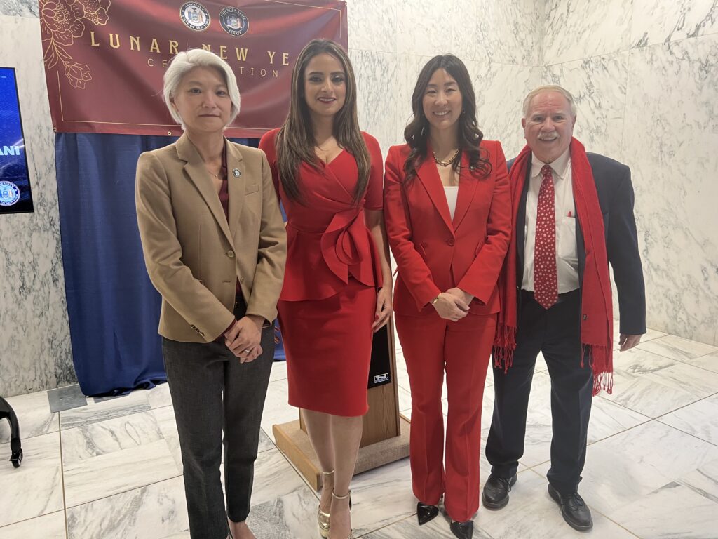 From left: State Sen. Iwen Chu; Assemblymember Jenifer Rajkumar, 38th District (representing Sunset Park, Red Hook, Greenwood Heights, and parts of Windsor Terrace, Dyker Heights and Borough Park); Assemblymember Grace Lee, 65th District (representing the Financial District, Battery Park City, the Lower East Side and Chinatown); and Assemblyman William Colton, 47th District (representing Bensonhurst, Gravesend, Bath Beach, Dyker Heights, and Midwood) celebrate Chinese New Year.Photos by Wayne Daren Schneiderman