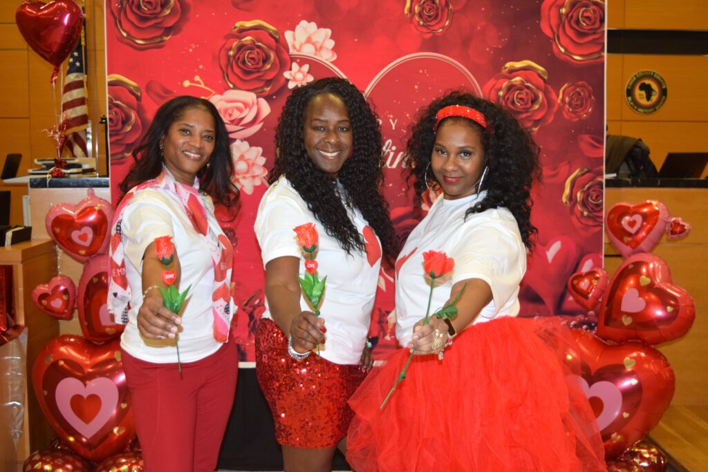 The Kings County Courts Black History Month Committee hosted a Talent Show on Valentine’s Day in the state Supreme Court, where court employees got to show off a bit of their personalities. Pictured from left to right: Suzanne Neysmith, associate court clerk; Nicole B. Smith, court clerk specialist and co-chair, Subcommittee for Valentine’s Day Program; and Leah Richardson, systems engineer and co-chair of the Kings County Courts Black History Month Committee.Photos: Kimberly Castro-Oliver/Brooklyn Eagle