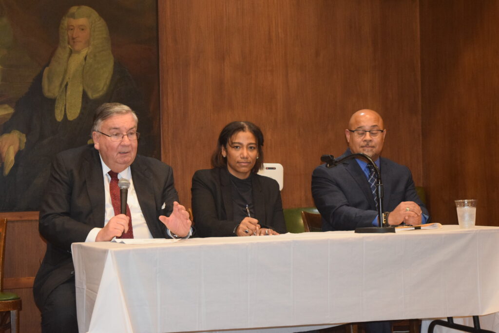 From left to right: Hon. Matthew D'Emic, the administrative judge of the Kings County Supreme Court, Criminal Term; Hon. Keshia Espinal, the supervising judge of the Kings County Criminal Court; and Hon. Craig Walker, the presiding justice of the Kings County Supreme Court, Youth Part at KCCBA State of Criminal Courts