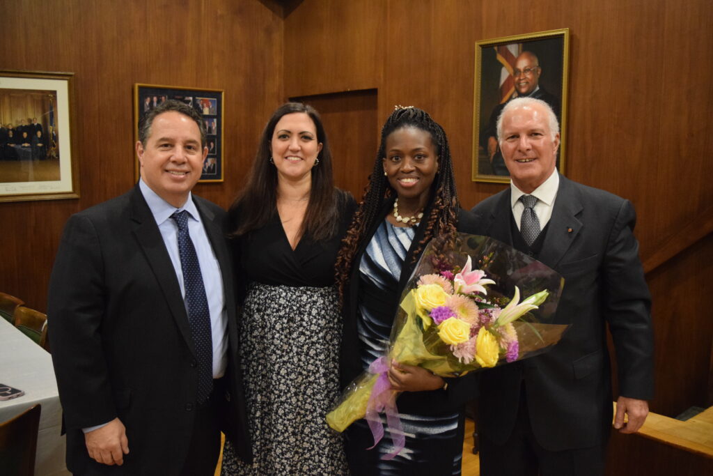 From left: Joseph Rosato, president of the Brooklyn Bar Association, Margherita Racanelli, Hon. Betsey Jean-Jacques, and Gregory Cerchione.