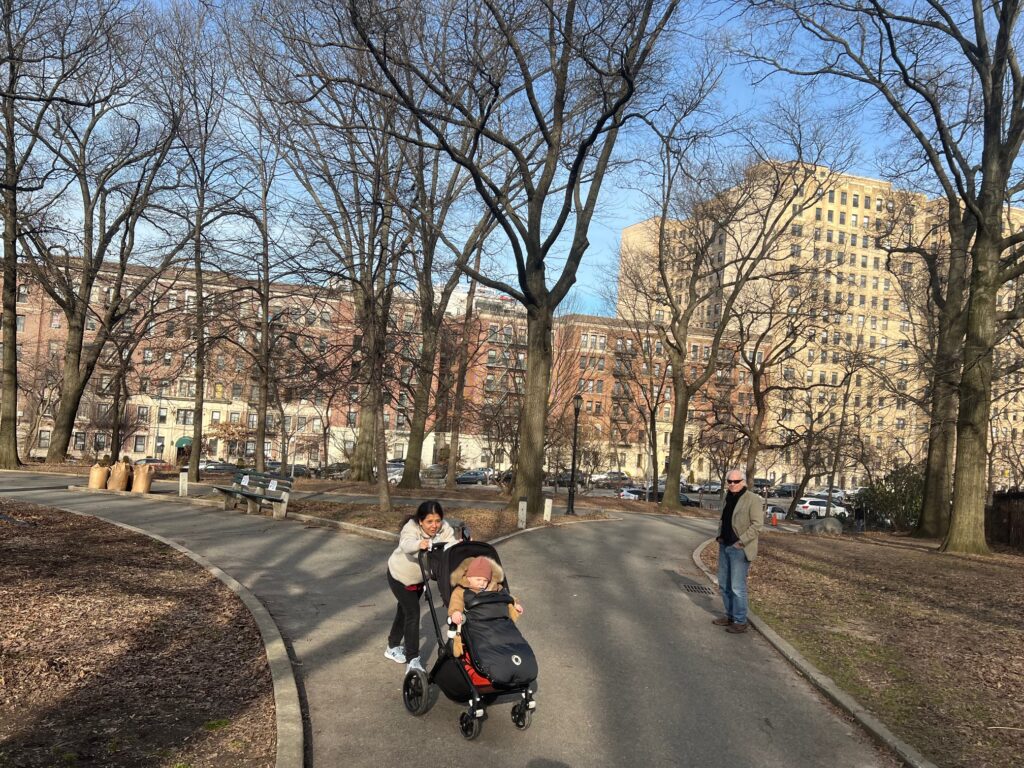 A long downhill ramp gives pedestrians and strollers easy access to Mount Prospect Park. When skaters use this same ramp for exit, they will be ‘flying on a downhill incline,’ which will create much danger for pedestrians. Rules demanding that skaters walk down will be entirely unenforceable.