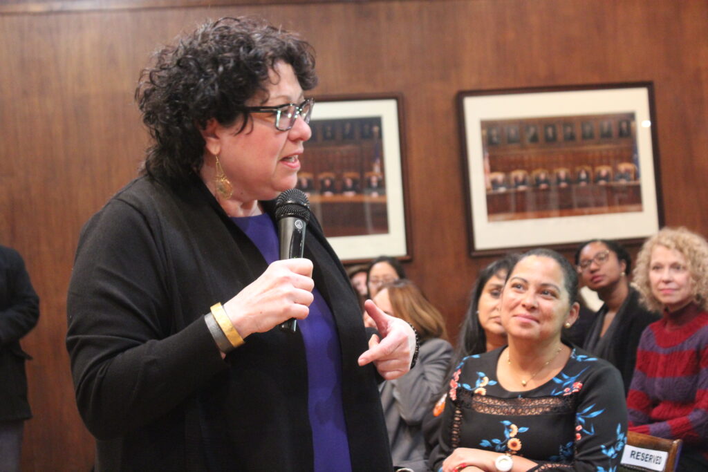 U.S. Supreme Court Associate Justice Sonia Sotomayor, pictured here speaking at the Brooklyn Bar Association in 2019, will address the importance of civic education at the New York State Bar Association's Civics Convocation in Albany on May 9.Photo: Mario Belluomo/Brooklyn Eagle