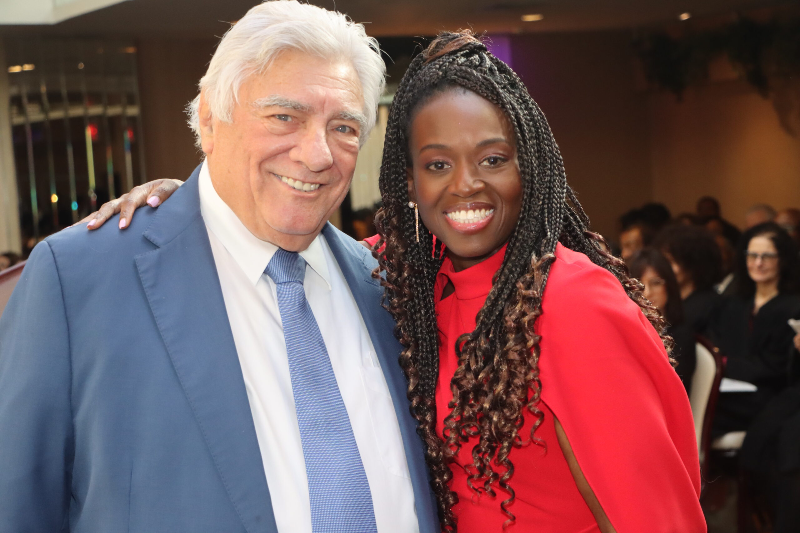 Judge Jean-Jacques shares a moment with Hon. Frank Seddio, who announced that this could be the final induction ceremony he attends in person.