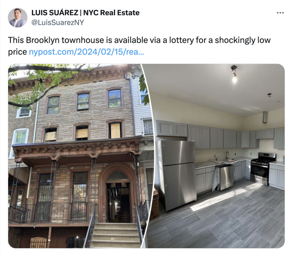 Luis Suarez post about Brooklyn townhouse