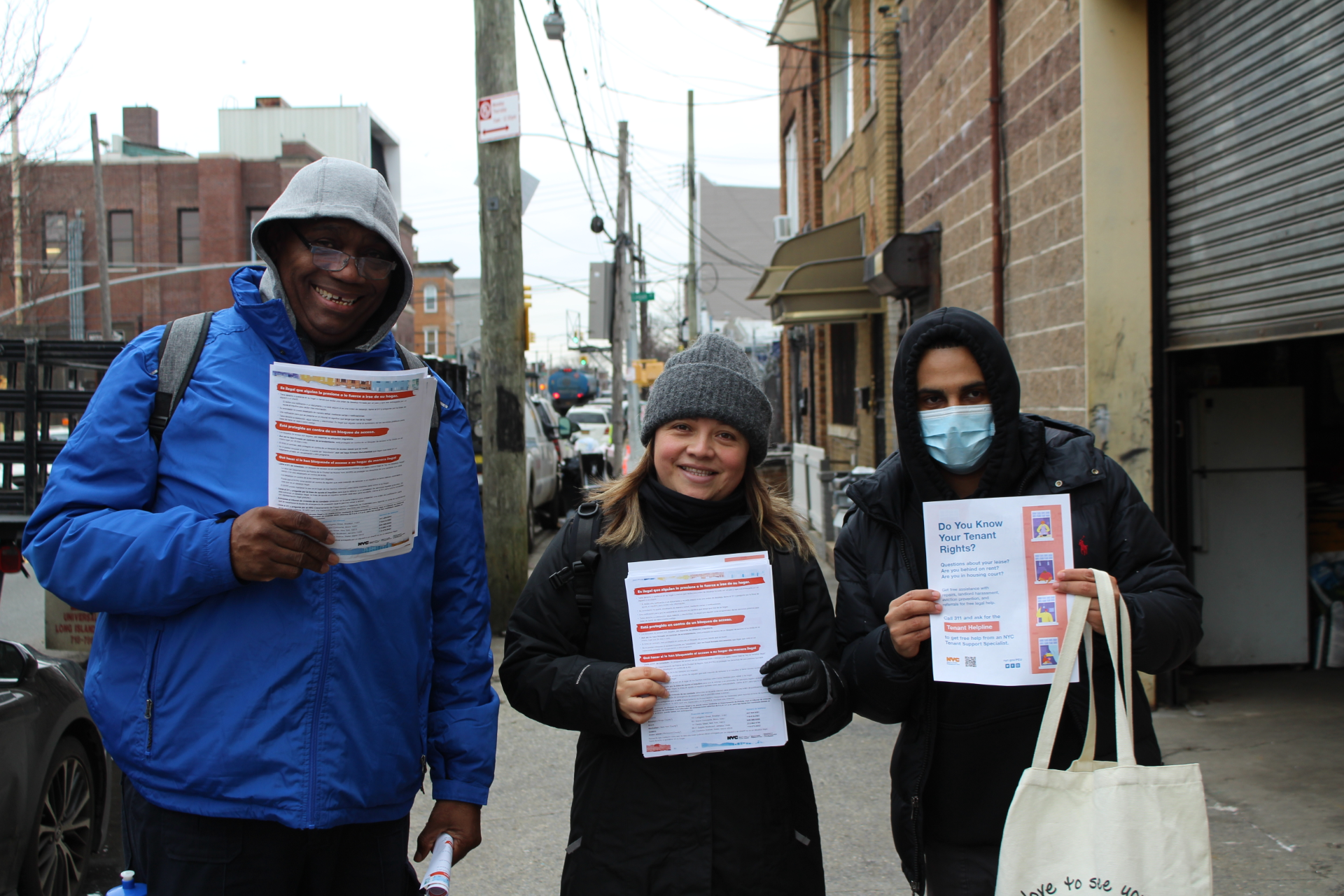 Community advocates from the Mayor's Public Engagement Unit talk with Brooklyn residents in East New York to raise awareness about tenants’ rights and protections against illegal evictions.Photo courtesy of The NYC Human Resources Administration