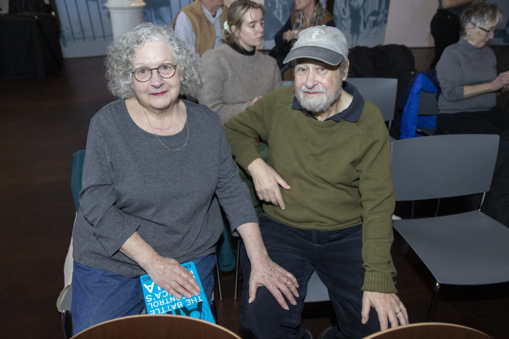 Phyllis Wrynn and Mitch Freidlin at Klinenberg's book launch.