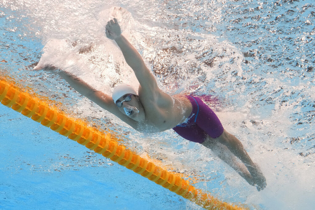 QATAR — ‘I can’t fly like a butterfly, but I can swim like one’: Diego Nicolas Balbi Alayo of Peru competes in the men’s 200-meter butterfly heat at the World Aquatics Championships in Doha, Qatar, Tuesday, Feb. 13, 2024.Photo: Lee Jin-man/AP