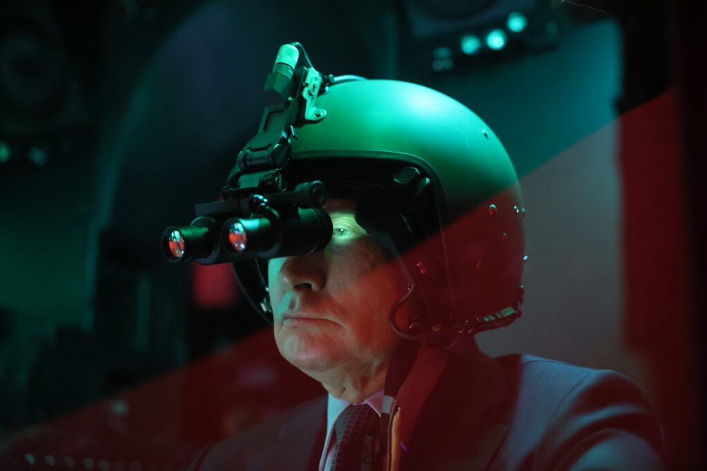 MOSCOW — After plastic surgery, Darth Vader tries a more comfortable helmet … NOT! Actually, it’s Russian President Vladimir Putin sitting in the cockpit of a helicopter simulator while visiting the 344th State Centre for Deployment and Retraining of Flight Personnel of the Russian Defense Ministry in Torzhok, Tver region, 217 km (136 miles) north-west of Moscow, Russia, Wednesday, March 27, 2024.Photo: Mikhail Metzel, Sputnik, Kremlin Pool Photo via AP