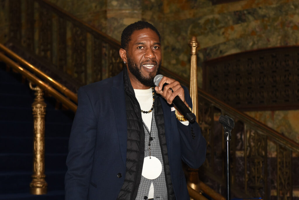 NYC Public Advocate Jumaane Williams beams with Brooklyn pride as he reminisces about his creative arts background at the opening of the Brooklyn Paramount.