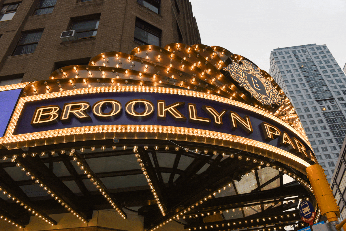 A close-up of the Brooklyn Paramount marquee.