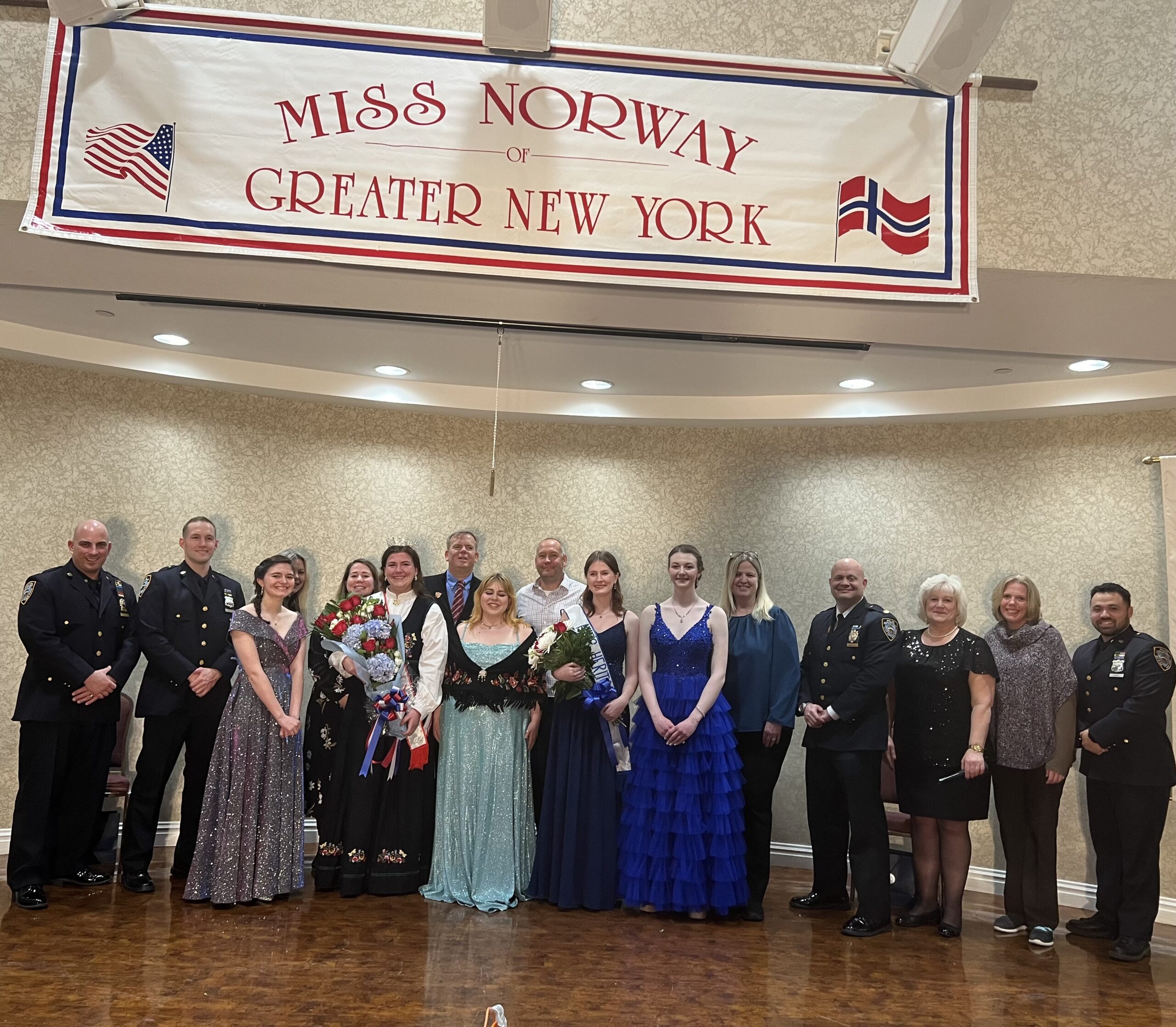 Contest participants, judges, members of the Viking Association Police Dept., and Miss Norway of Greater New York Committee members.Brooklyn Eagle photo by Wayne Daren Schneiderman