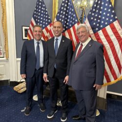 Frank Seddio (right) with Minority House Leader Hakeem Jeffries (center) and Carlo Scissura, President and CEO of the New York Building Congress, at the recent State of the Union Address in Washington, DC.Photo courtesy of Frank Seddio