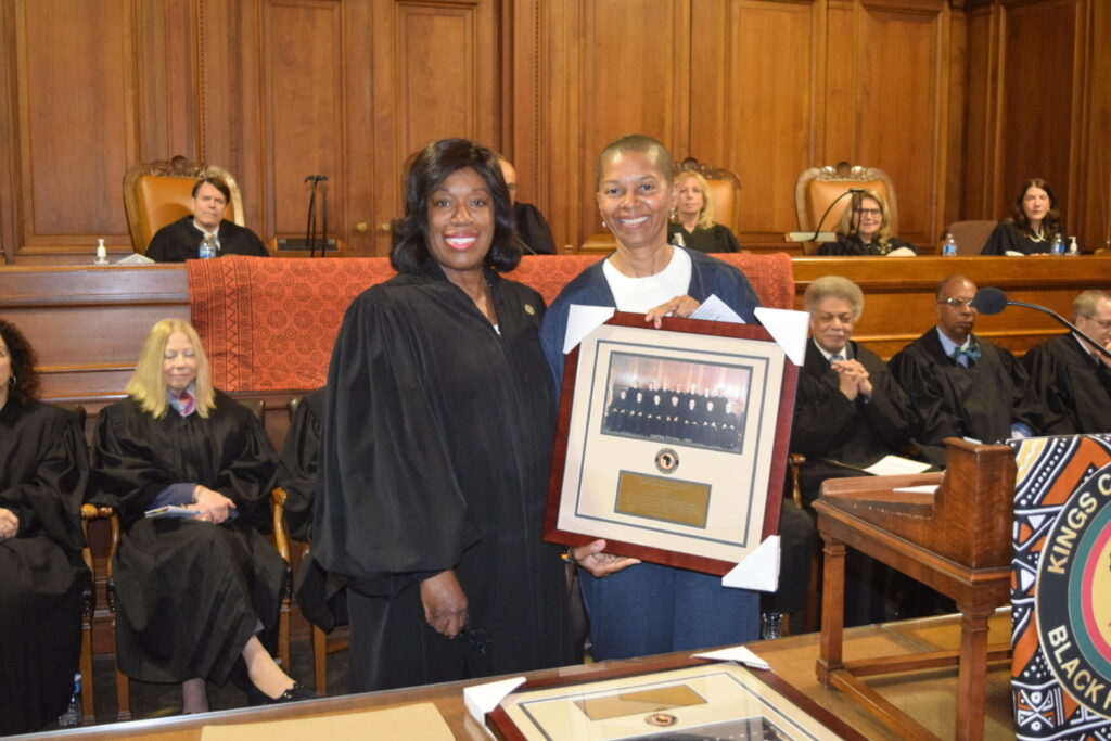 Hon. Valerie Brathwaite Nelson (left) presented Justice Ruth Shillingford with the Hon. William Thompson Award, an award that is given out by the Appellate Division, Second Judicial Department, each year as part of its observation of Black History Month.Photos: Robert Abruzzese/Brooklyn Eagle