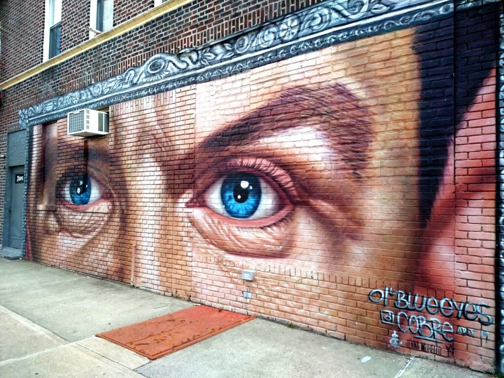 Andres Cobre’s Frank Sinatra-inspired mural titled “Old Blue Eyes” at Bay Ridge Art Walk