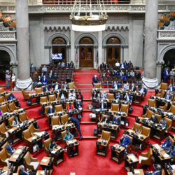 The New York state Assembly Chamber in Albany is seen during a legislative session.Hans Pennink/AP