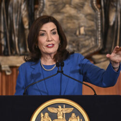 Gov. Kathy Hochul is under scrutiny for her budget proposal to divert funds from the Indigent Legal Services, sparking widespread concern among legal advocates and professionals.Photo: Hans Pennink/AP