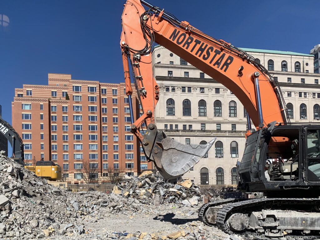 The demolition of the former Brooklyn jail at 275 Atlantic Ave. is nearly complete.