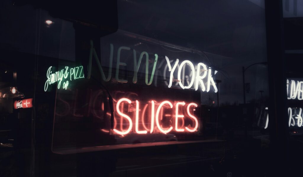 New York Slices neon sign.
