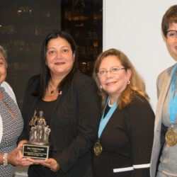 Hon. Llinét Rosado has been appointed as co-chair of the New York State Judicial Committee on Women in the Courts, having served as an Associate Justice of the Appellate Division, First Department, since July 2023. Pictured is Justice Rosato (second from left) receiving the Flor De Maga Award from the Puerto Rican Bar Association. She is seen here with Hon. Sallie Manzanet-Daniels (left), Hon. Carmen Pacheco and Stephanie Correa.Brooklyn Eagle Photo by Robert Abruzzese