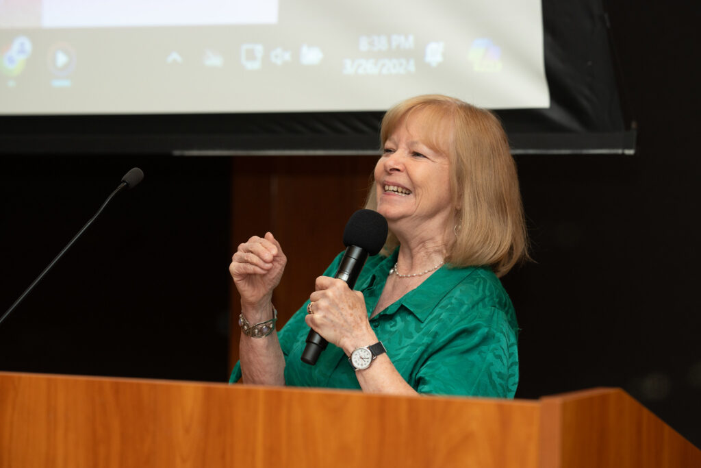 Professor Debbie Bechtel shares a joyful moment at her retirement celebration, marking 27 years of impactful service at Brooklyn Law School. Photos courtesy of Brooklyn Law School