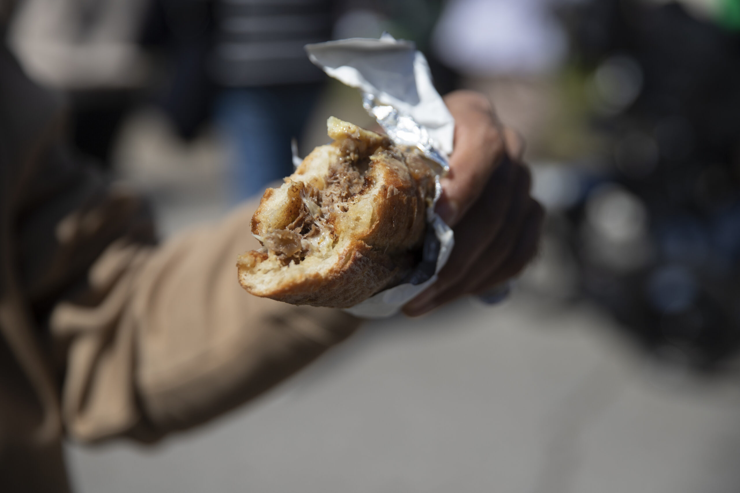 A cheese steak from Raclette Street at Prospect Park Smorgasburg.