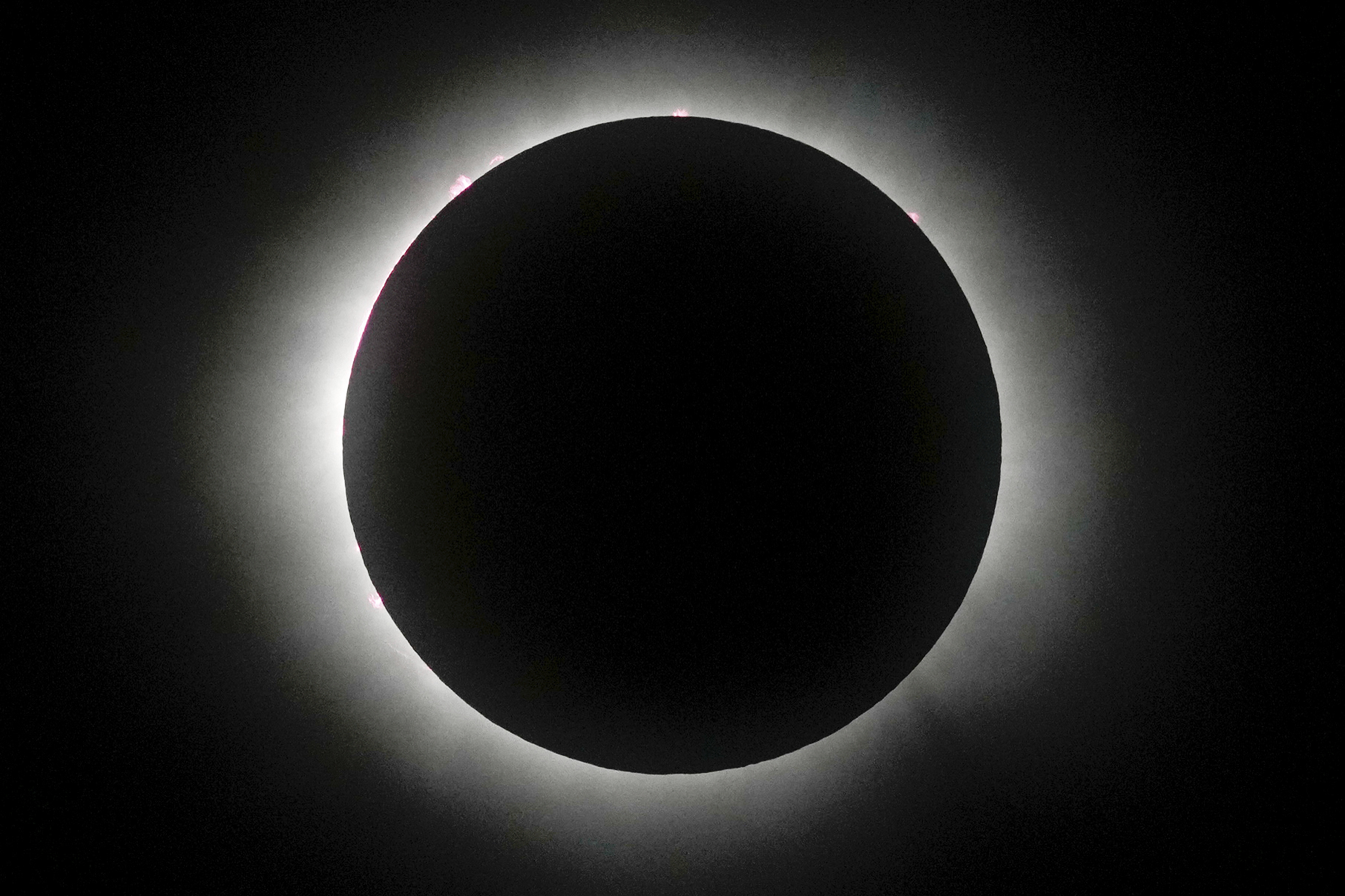 The moon covers the sun during a total solar eclipse in Mazatlan, Mexico, Monday, April 8, 2024.