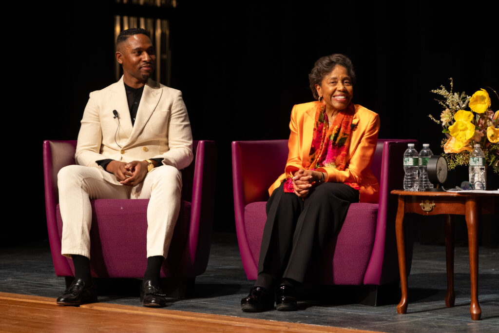 (From Left) Associate Professor Malcolm J. Merriweather, Pulitzer Prize-winner and Kennedy Center honoree, conductor and educator Tania León.