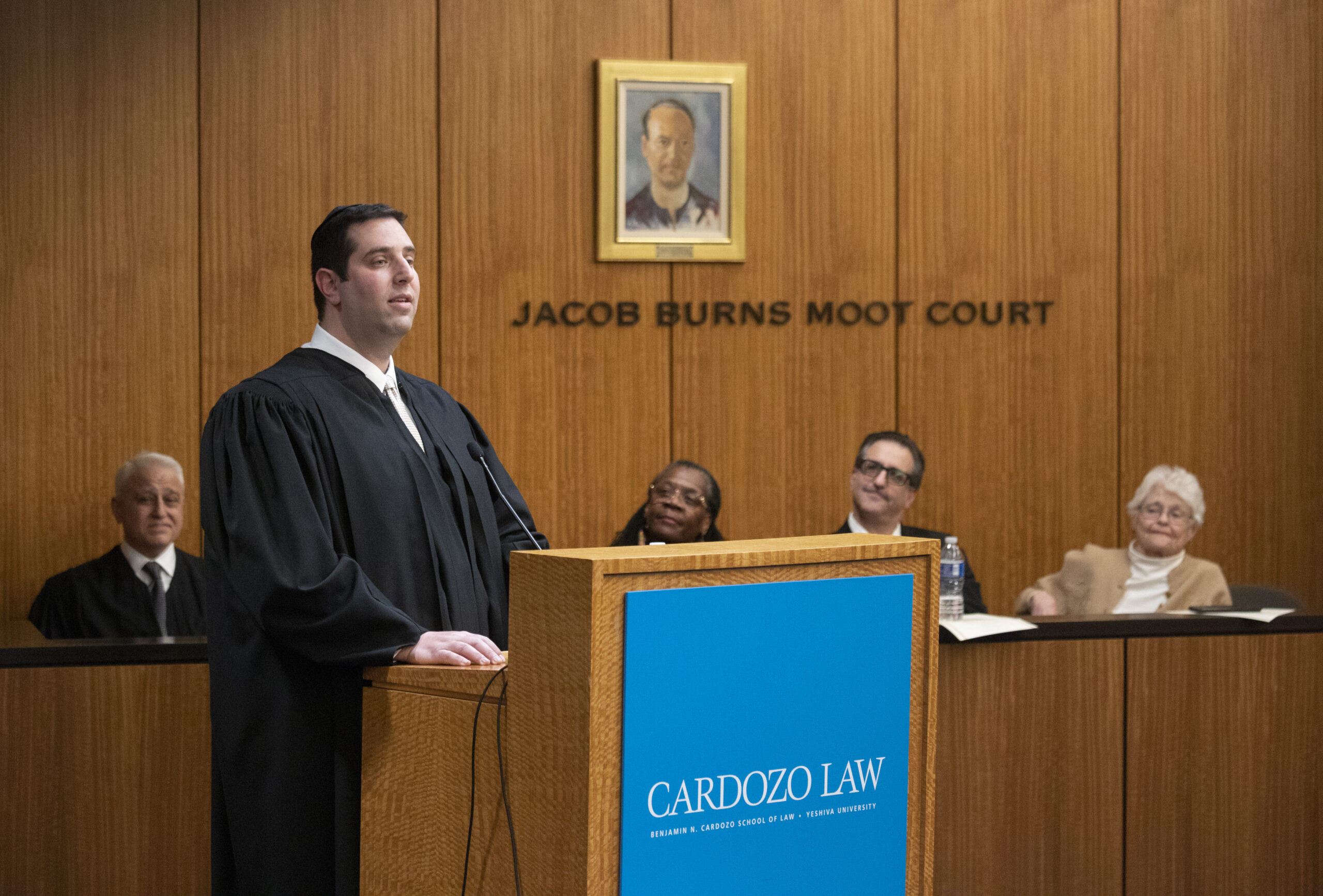 Hon. Saul Stein addresses the audience after he was officially sworn in as a Kings County Supreme Court justice during a ceremony at Cardozo School of Law on Monday, April 1. Brooklyn Eagle photos by John McCarten