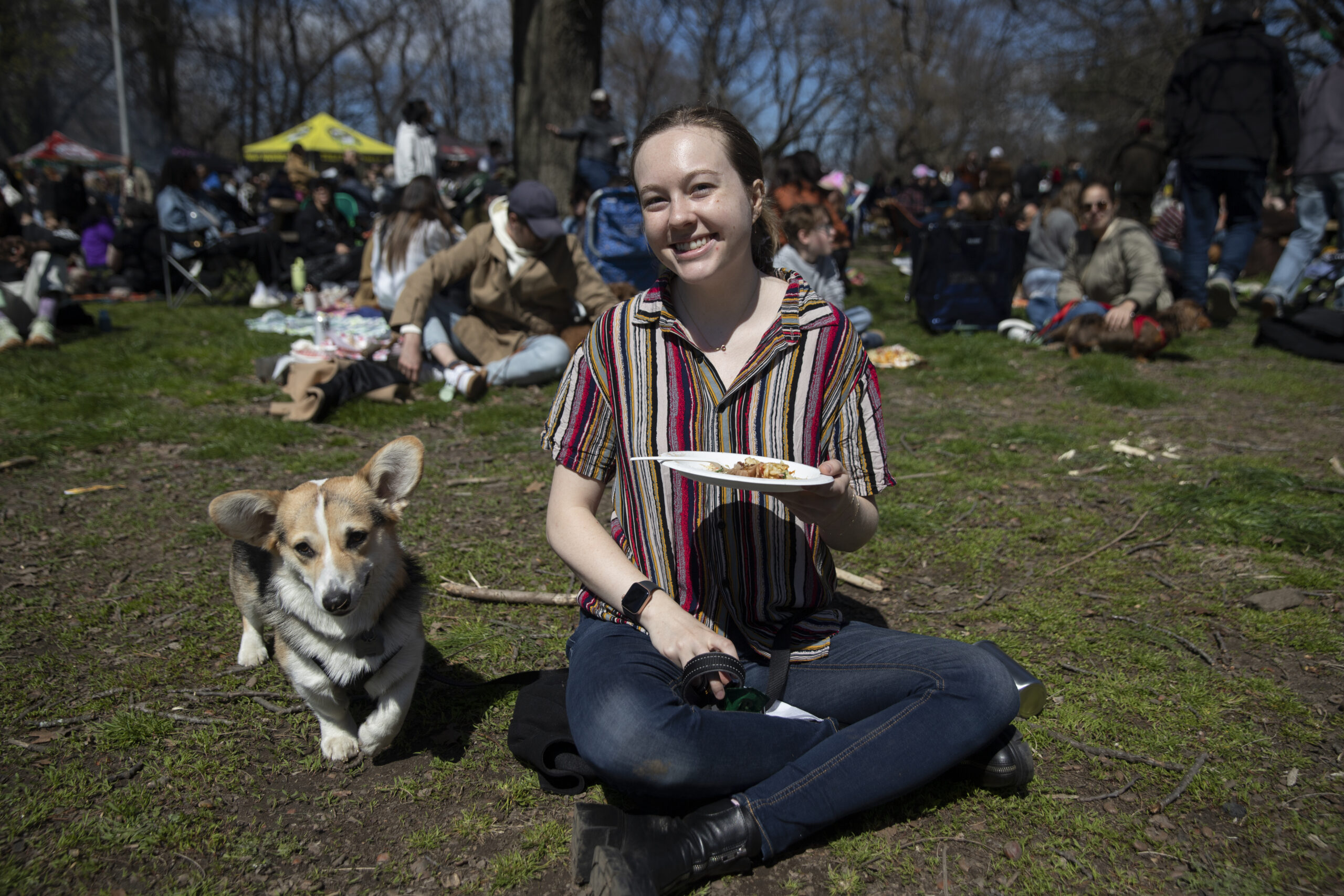 Leigh Blanchard with Dog Shiloh at Prospect Park Smorgasburg.