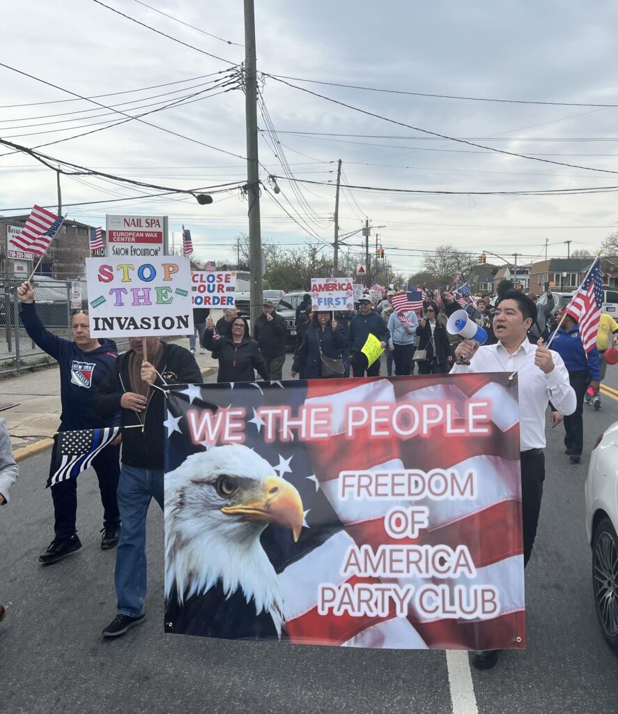 The “Freedom of America Party Club” making their way up Avenue U.