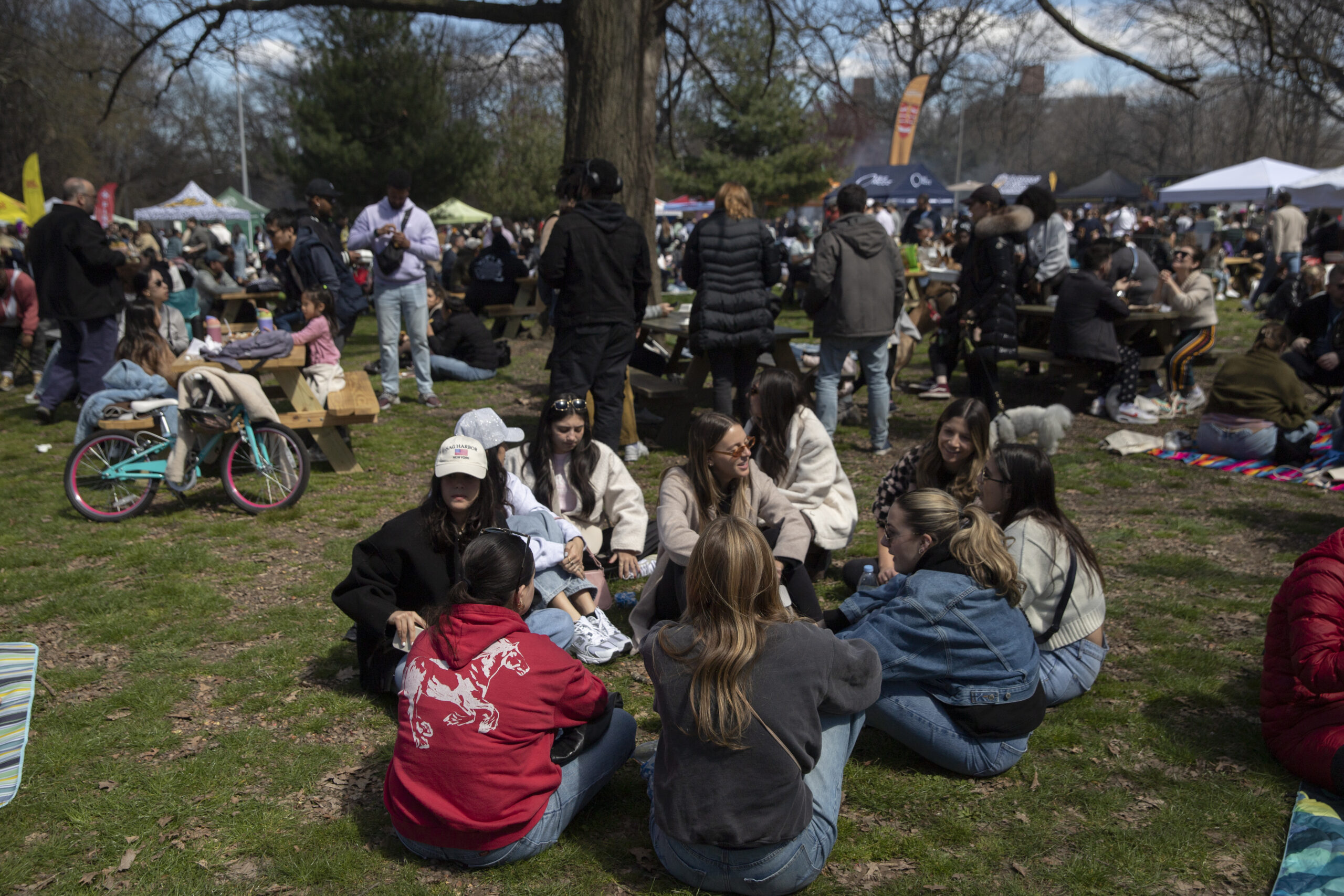 People gather and eat at Prospect Park Park Smorgasburg.