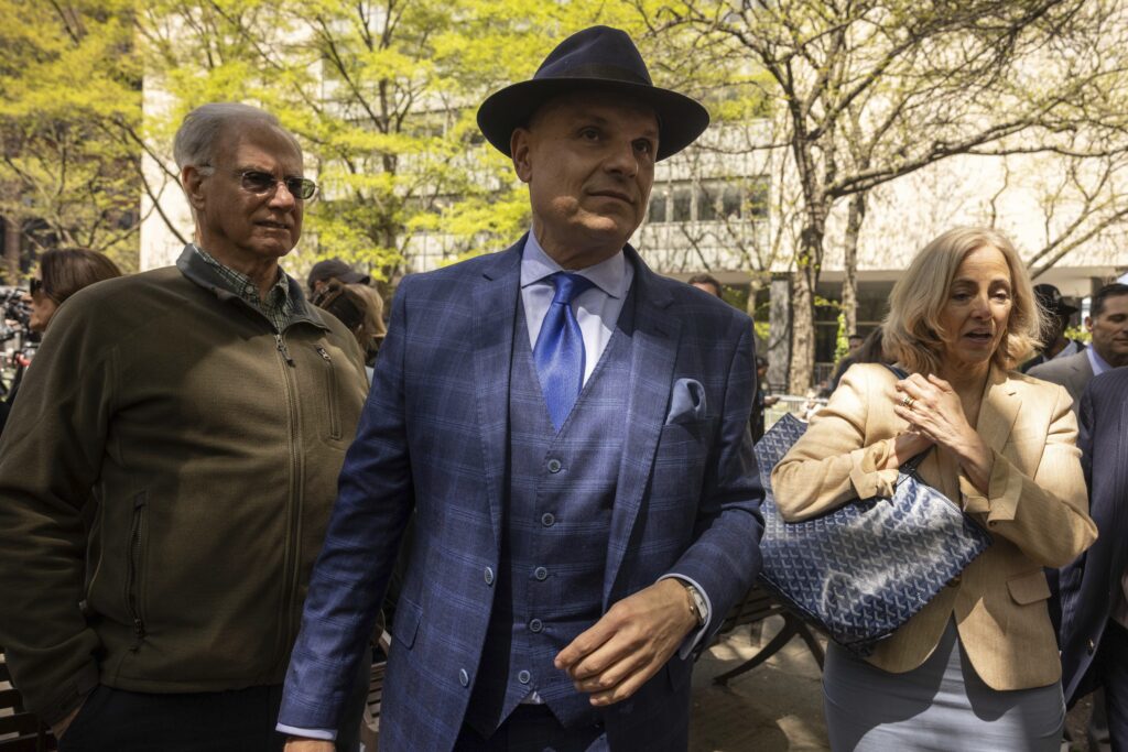 Arthur Aidala, an attorney for Harvey Weinstein, leaves a press conference outside Manhattan Criminal Court, Thursday, April 25, 2024, in New York. Photo: Yuki Iwamura/AP