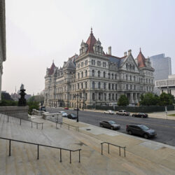 The New York state Capitol is seen from the steps of the State Education Building in Albany, N.Y., Wednesday, June 7, 2023.