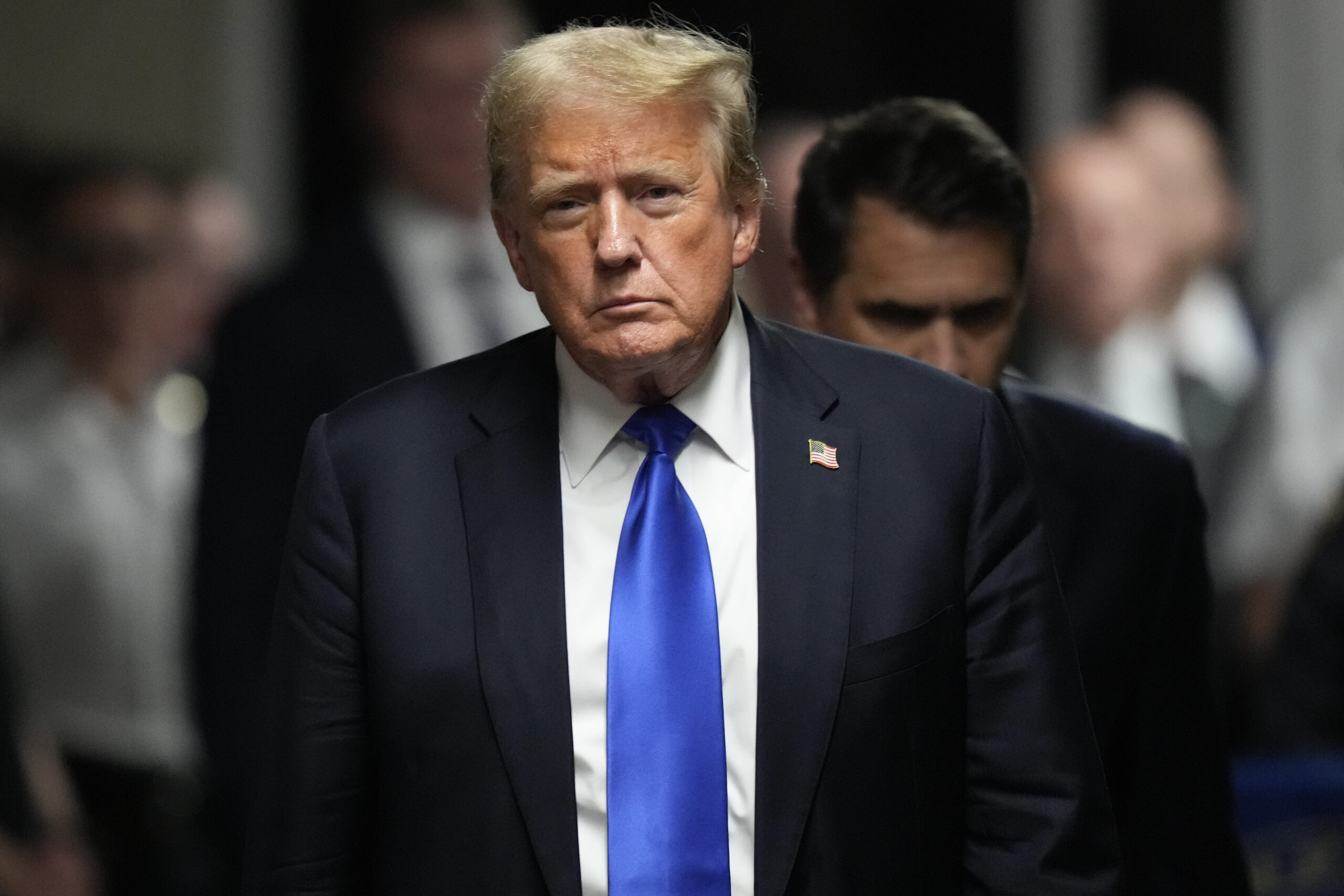 Former President Donald Trump walks to make comments to members of the media after being found guilty on 34 felony counts of falsifying business records in the first degree at Manhattan Criminal Court, Thursday, May 30, 2024, in New York.
