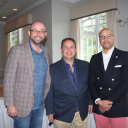 The Brooklyn Bar Association Foundation hosted the 12th Annual Hon. Theodore T. Jones Memorial Golf Outing at the Colonia Country Club in New Jersey on Monday, May 13. Pictured are Adam Kalish, president of the Bay Ridge Lawyers Association, who runs the golf outing committee; outgoing President Joseph Rosato; and incoming President Anthony Vaughn, Jr. Brooklyn Eagle photos by Mario Belluomo