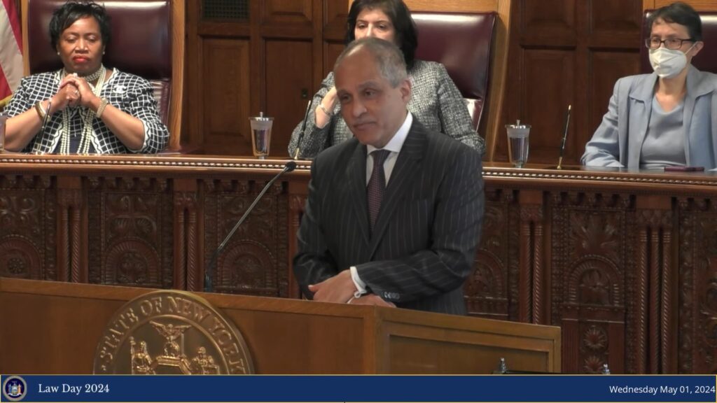 Chief Judge Rowan Wilson addresses the importance of civic education and engagement, underscoring his commitment to enhancing public outreach across New York State. Screenshots from YouTube via NYCourts.gov