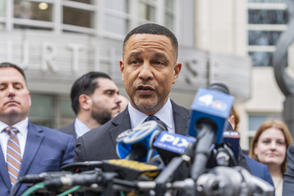 Breon Peace, U.S. attorney for the Eastern District of New York, announces the guilty plea in the first case prosecuted under the Bipartisan Safer Communities Act, which targets gun trafficking specifically. Photo: Peter K. Afriyie/AP
