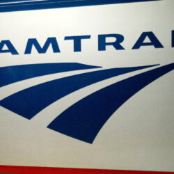 An Amtrak logo is seen on a train at 30th Street Station in Philadelphia. AP Photo/Matt Rourke, File
