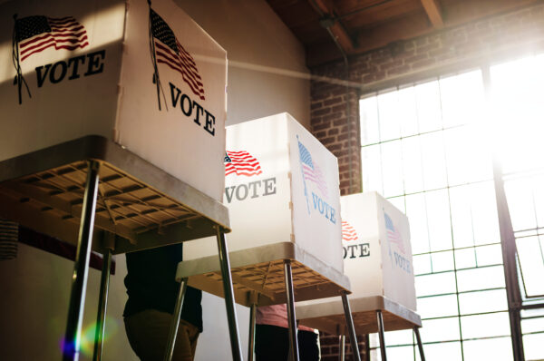 Voters at a polling booth. Photo: rawpixel.com/Adobe Stock