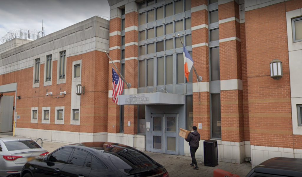 Crossroads Juvenile Center in Brownsville, Brooklyn, where five employees were recently charged with smuggling contraband into the facility, highlighting ongoing issues within the juvenile detention system. Photo via Google Street View