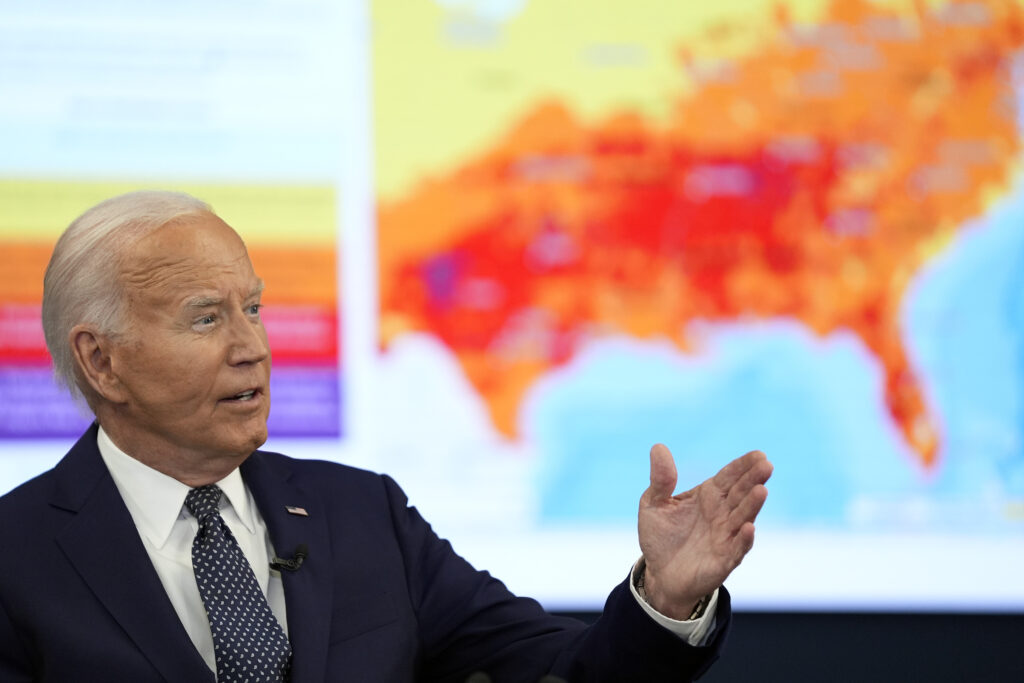 President Joe Biden speaks during a visit to the D.C. Emergency Operations Center, Tuesday, July 2, 2024, in Washington. (AP Photo/Evan Vucci)