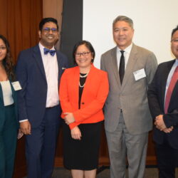 From left to right: Judge Rena Malik, Judge L. Austin D'Souza, Associate Justice Lillian Wan, Judge Donald Leo and moderator Jameson Xu at the "Pathways to the Bench" event hosted by the Asian American Bar Association of New York at New York Law School on July 23. The panel of esteemed Brooklyn judges shared their journeys and insights with aspiring judges and law students. Eagle photo by Robert Abruzzese