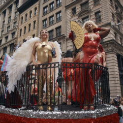 Revelers move along Fifth Avenue during the NYC Pride March, Sunday, June 30, 2024, in New York. AP Photo/Andres Kudacki
